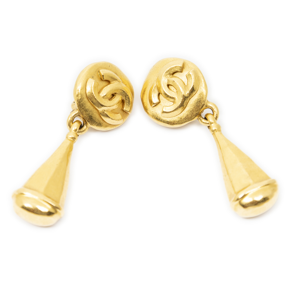 Chanel CC Dangle Clip On Earrings